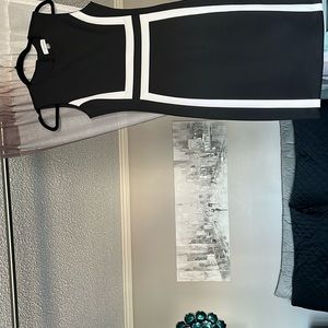Calvin Klein, black and white dress